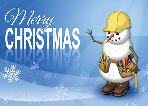 Contracting Snowman Christmas Card