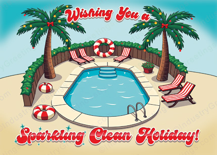 Sparkling Clean Pool Christmas Card