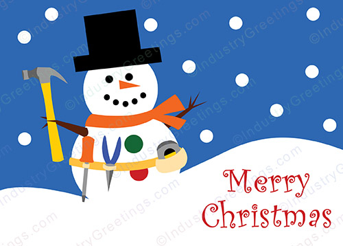 Construction Snowman Christmas Card