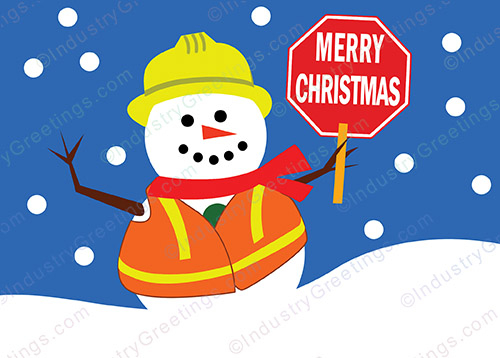 Traffic Flagger Control Christmas Card