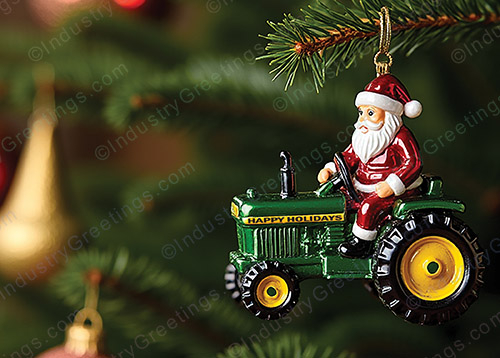 Santa on a Tractor Christmas Card