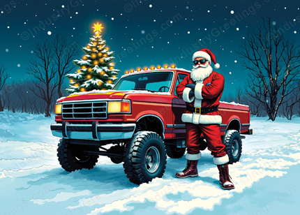 Classic Pickup Truck Christmas Card