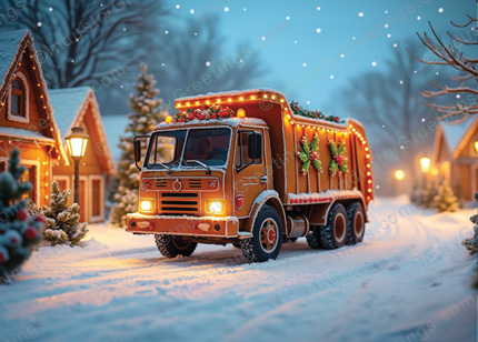 Gingerbread Trash Truck Christmas Card