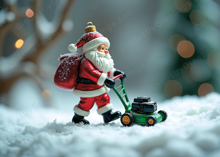 Lawn Care Santa Christmas Card