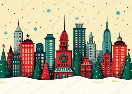 Cityscape Christmas Card