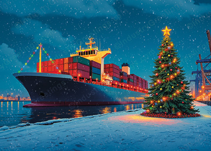 Container Ship Christmas Card