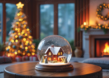 Snow Globe Home Christmas Card