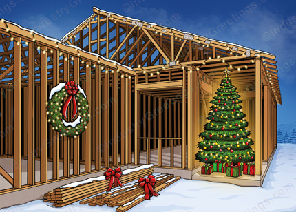 Wood Framed Home Christmas Card
