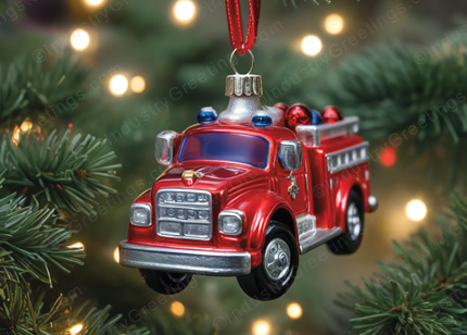 Fire Engine Crew Christmas Card