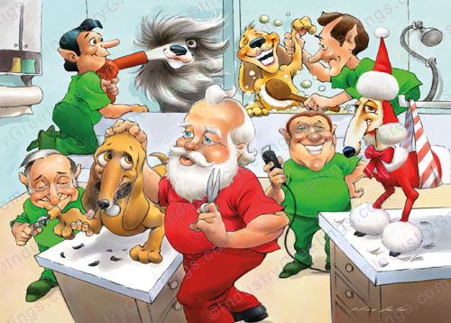 Dog Grooming Salon Christmas Card