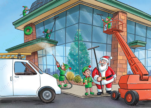 Funny Window Washing Christmas Card
