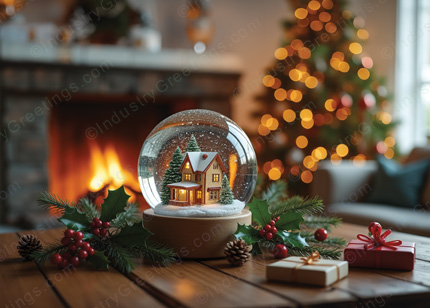 Snow Globe Home Christmas Card