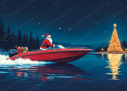 Ski Boat Christmas Card