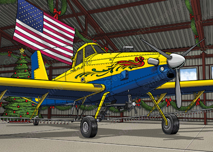 White Ag Plane Christmas Card