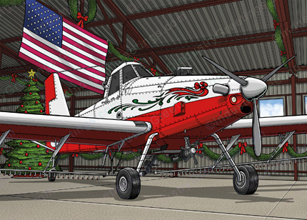 White Ag Plane Christmas Card