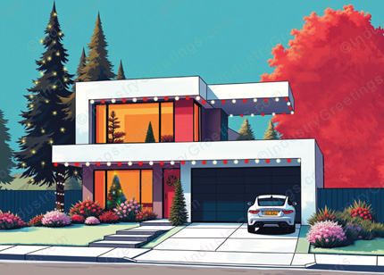 Modern House Christmas Card