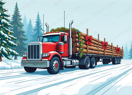Big Log Truck Christmas Card