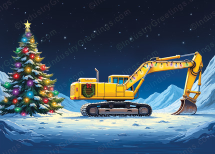 Scrap Grab Excavator Christmas Card