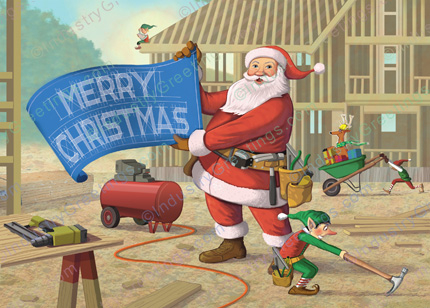 Santa Blueprints Christmas Card