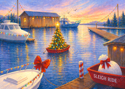 Santa Boating Christmas Card