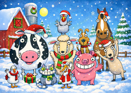 Farm Animals Christmas Card