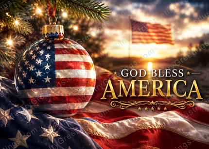 God Bless America Christmas Card
